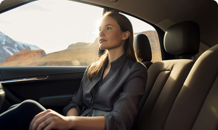 Mujer disfrutando de un servicio privado por paisajes de Asturias.