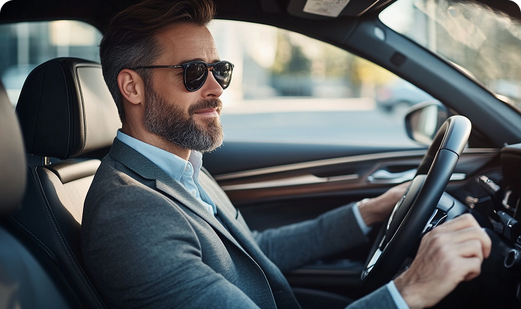 Profesional al volante durante servicio exclusivo en Asturias.